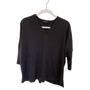 Eileen Fisher 100% Merino Wool Charcoal Gray Sweater Minimalist Quiet Luxury PP